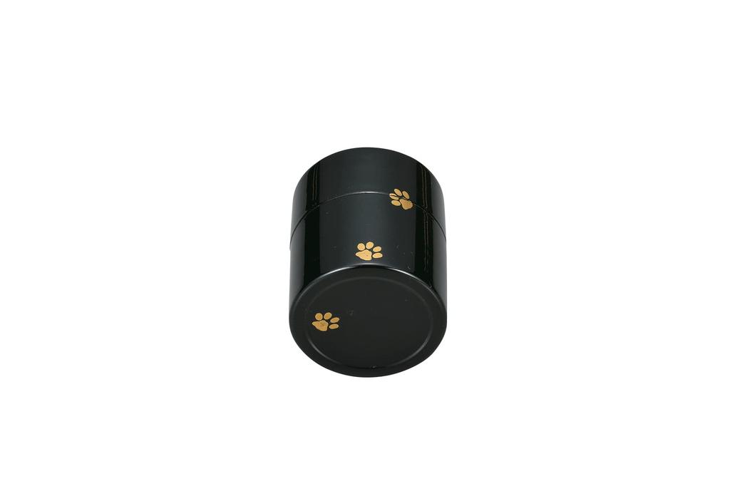 Nakatani Brothers "Yamanaka Lacquerware" Heavy Mini Tea Caddy (Black Lacquer with Inner Lid) Temari Neko Design 36-4111