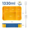 1Pc Blue 1330Ml Food Grade Sealed Bento Box For Children And Students, For Adults/Kids/Toddler With Tableware Sauce Lunch Box
