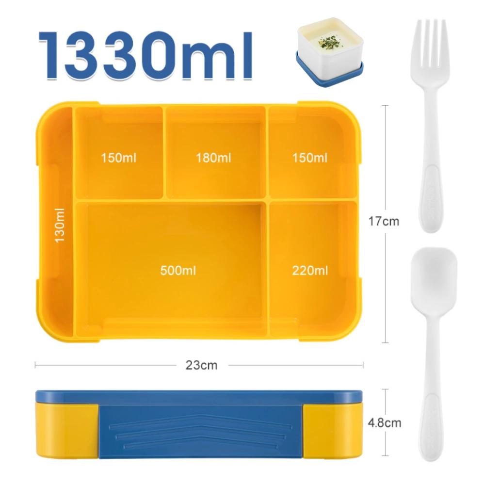 1 Pièce Bleu 1330ml Boîte Bento Scellée de Qualité Alimentaire Pour Enfants et Étudiants, Pour Adultes/Enfants/Tout-Petits Avec Couverts et Boîte à Déjeuner à Sauce