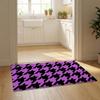 Houndstooth Check Pattern Floor Mat Flannel Door Mat Non-Slip Bedroom Living Room Home Decor