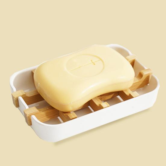 1/2Pcs Bamboo Soap Dish Shower Soap Bar Holder Bamboo Drain Rack Bathroom Soap Tray Anti-slip Bottom Soap Box