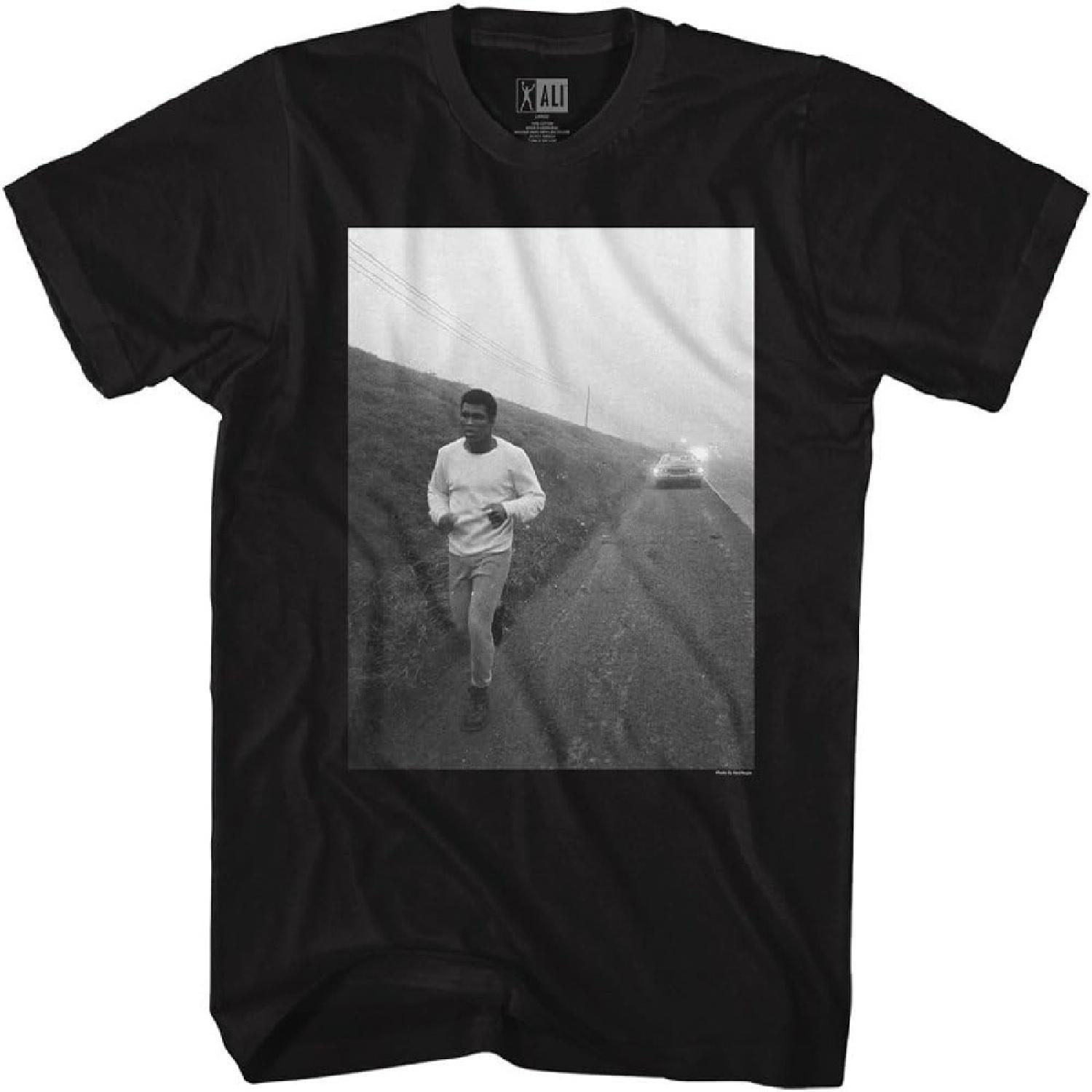 Muhammad Ali Roadrunning Black Adult T-Shirt Tee S разноцветный