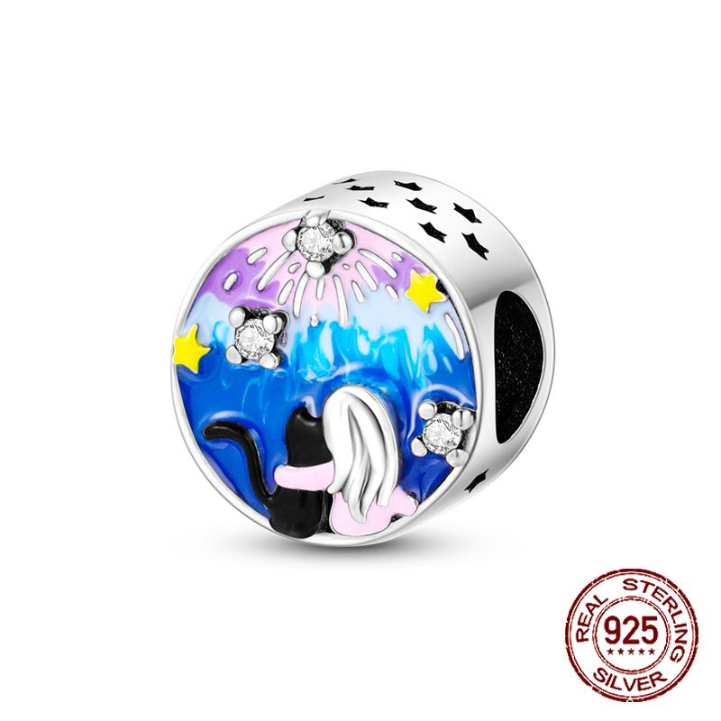 925 sterling copper boys and girls lovers pendant charms Fit 4MM hole diameter bracelet charm beads necklace Diy female Zircon