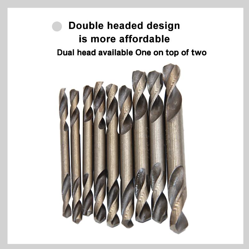 HSS 4341 Straight Handle Double Head Twist Drill Metal Drilling 9pc Double-edged Drill Bit 3-6mm Flashlight Drill Tool Accessory