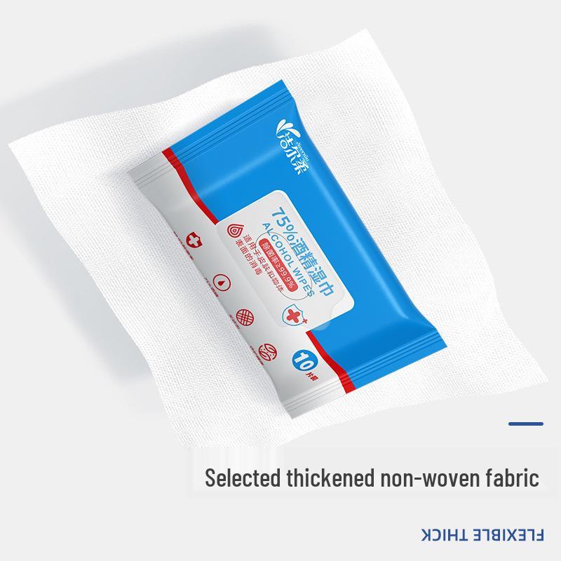 10-Pack Sterilizing 75% Alcohol Cotton Pads - Disposable Disinfecting Wet Wipes