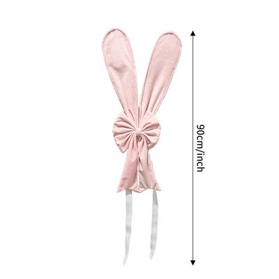 Easter Table Decor Bunny Ear Chair Cover Easter Party Easy To Use Chair Decoration Bunny Chair Covers Soft Plush Cloth