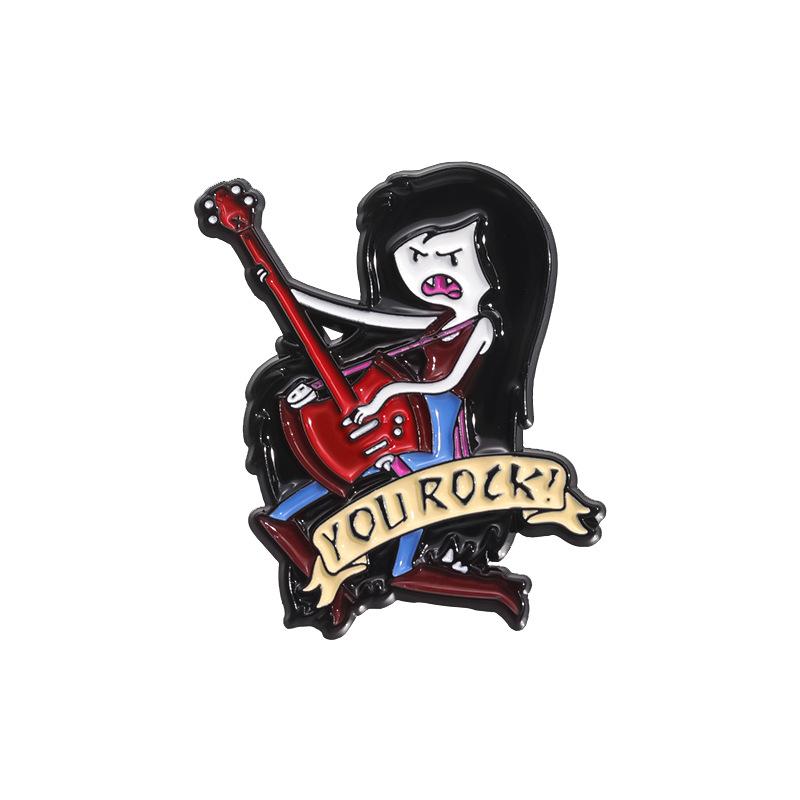 

Enamel Guitar Player Pin Badge Metal Cartoon Musician Brooch Rock Band Accessory for Jackets Bags Hats and Collectors One Size красный