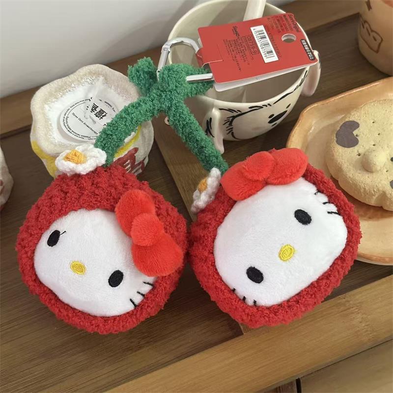 Sanrio Niedlich Kirsche Hello Kitty Plüschpuppe Spielzeug Schlüsselanhänger Anhänger Tasche Hängende Ornamente Rucksackanhänger Kt Katze Mädchenhaft Geburtstagsgeschenke