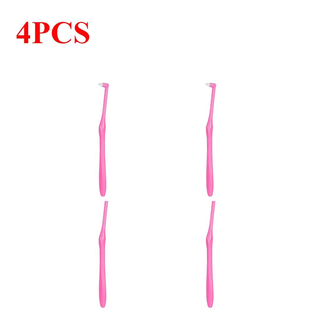 4pcs Orthodontic Toothbrush Pointed Head Soft Hair Correction Clean Teeth Gap Floss Oral Hygiene Teeth Braces Tooth Brushes