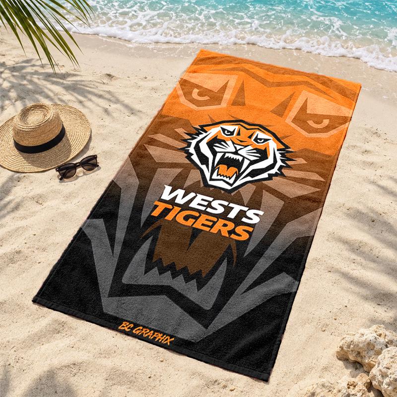 Wests Tigers Beach Towel Quick Dry Sand Free Lightweight Beach Towels for Travel Swimming Camping