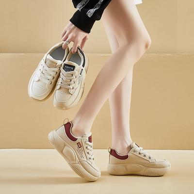 Kadın Chunky Platform Spor Ayakkabıları Günlük Kaymaz PU Deri Yürüyüş Ayakkabıları Kadınlar İçin Rahat Koşu Spor Ayakkabıları Bağcıklı Hafif Tenis Ayakkabıları