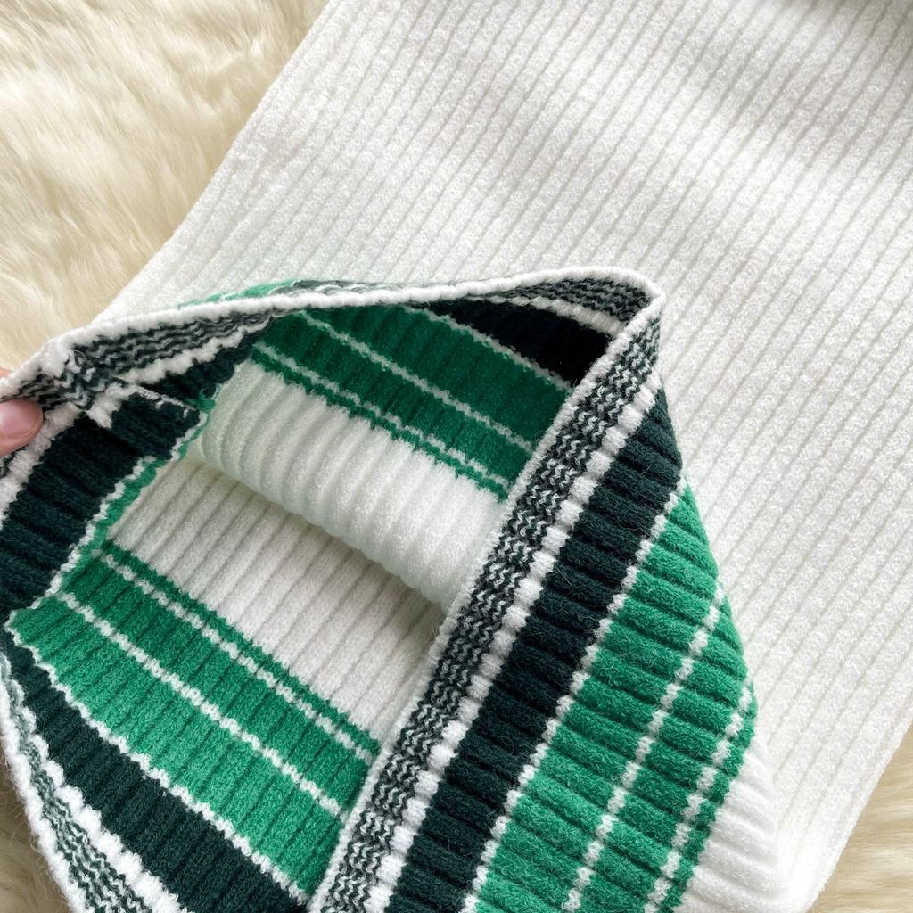 Summer Women Sexy Knitted Striped Sweater Halter Tops Vest and Mini Short Bodycon Sheath Skirt Two Piece Set