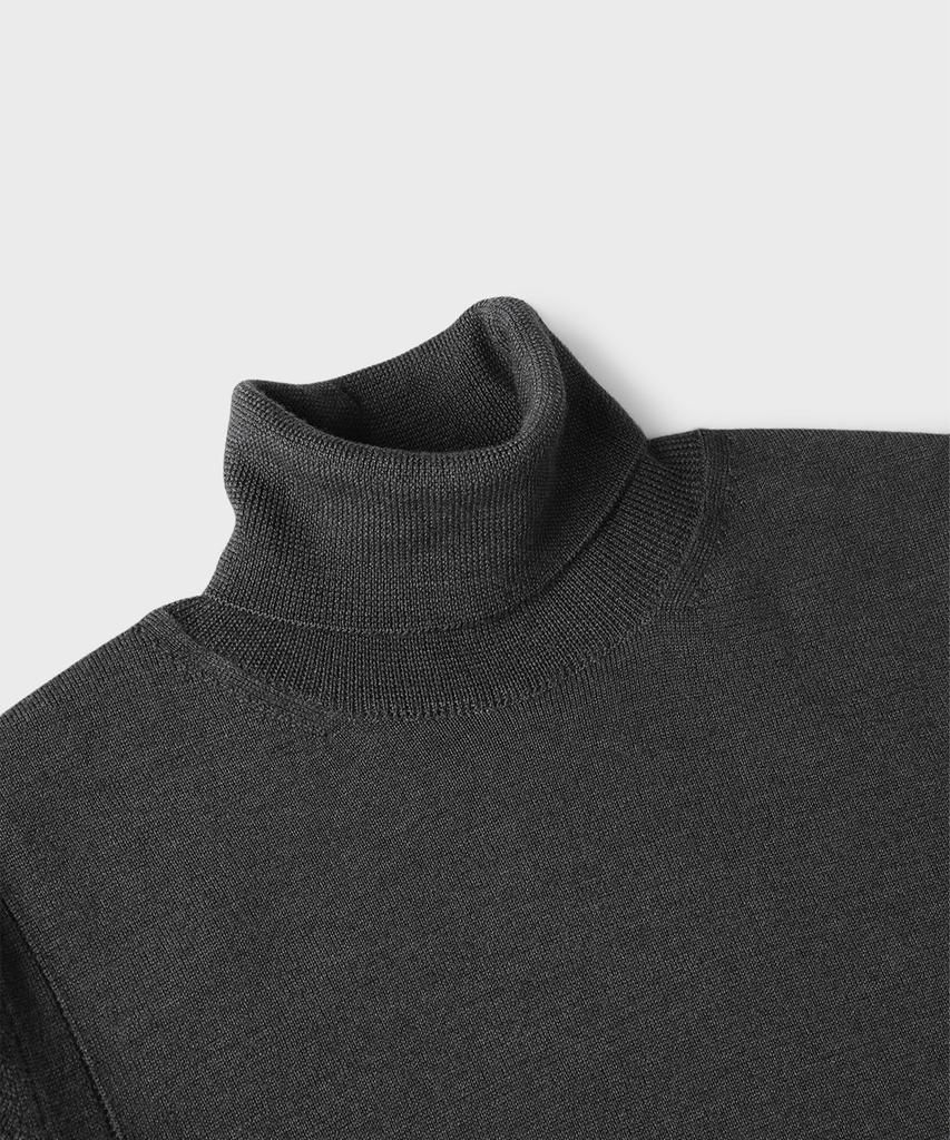 PANICALE Black 100% Merino Wool Turtleneck Knit