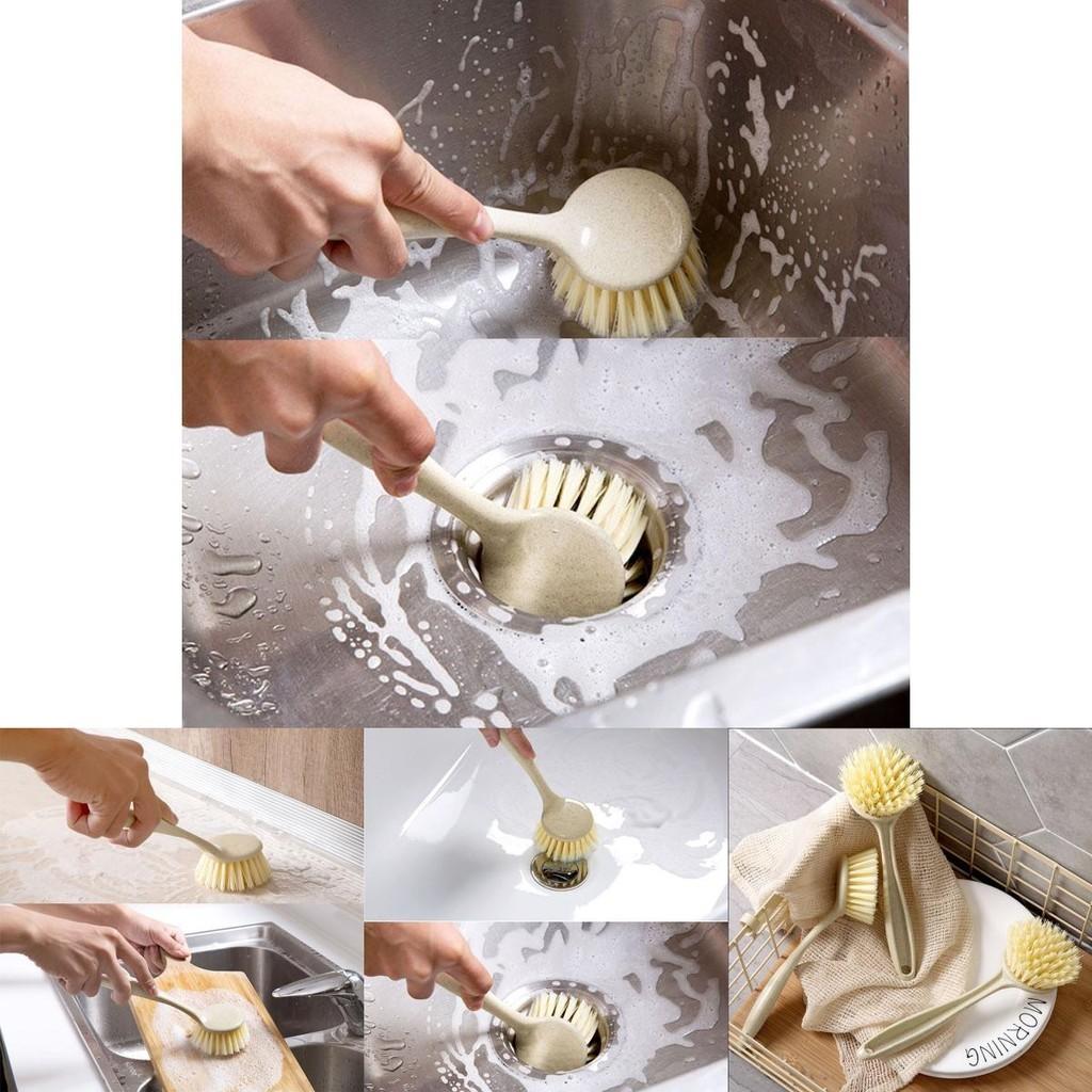 Versatile Long Handle Kitchen Cleaning Brush Perfect For Dish Washing And Pot Care