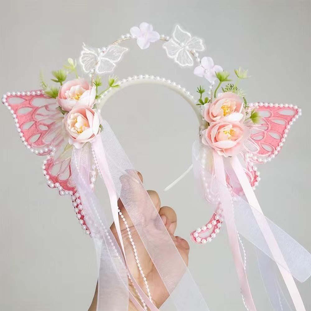 Mesh Butterfly Fairy Hair Hoop Sweet Elf Ear Headband Children's Headdress  Festival Performance