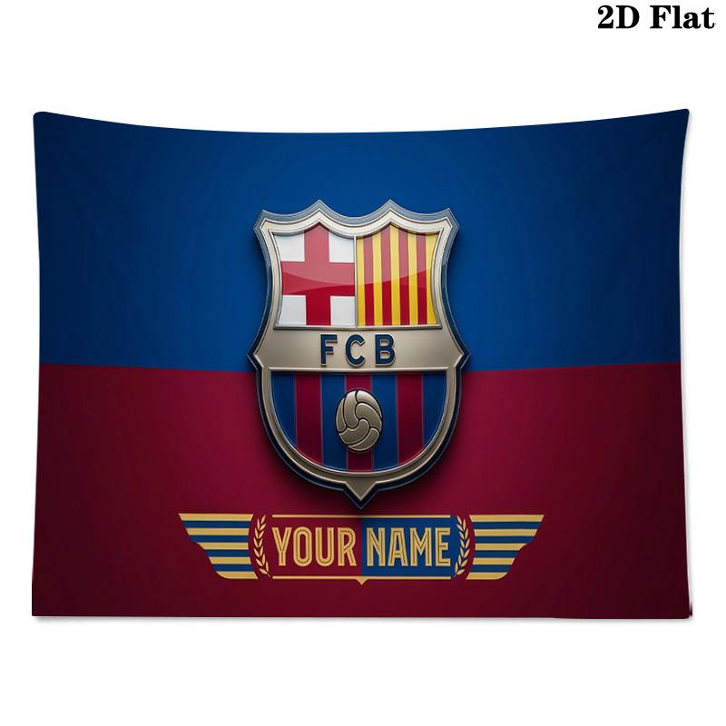 Custom Name FC Barcelona Printed Tapestry – Wall Hanging for Bedrooms, Dorms, and Home Decor