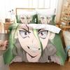 3D Printed Dr.Stone Senku Bedding Set Boys Girls Twin Queen Size Duvet Cover Pillowcase Bed Boys Adult Home Textileextile