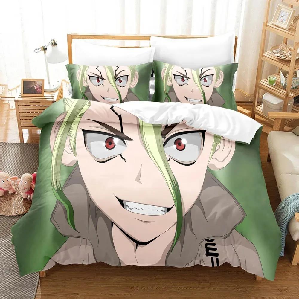 3D Printed Dr.Stone Senku Bedding Set Boys Girls Twin Queen Size Duvet Cover Pillowcase Bed Boys Adult Home Textileextile