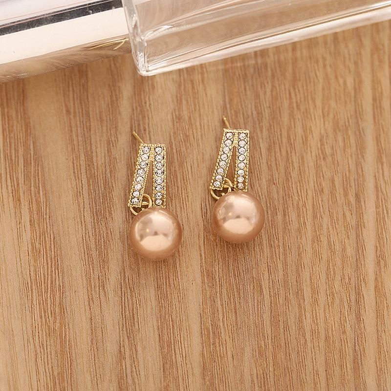 Rose Gold Pearl Temperament Diamond-Set Simple Small Exquisite Stud Earrings