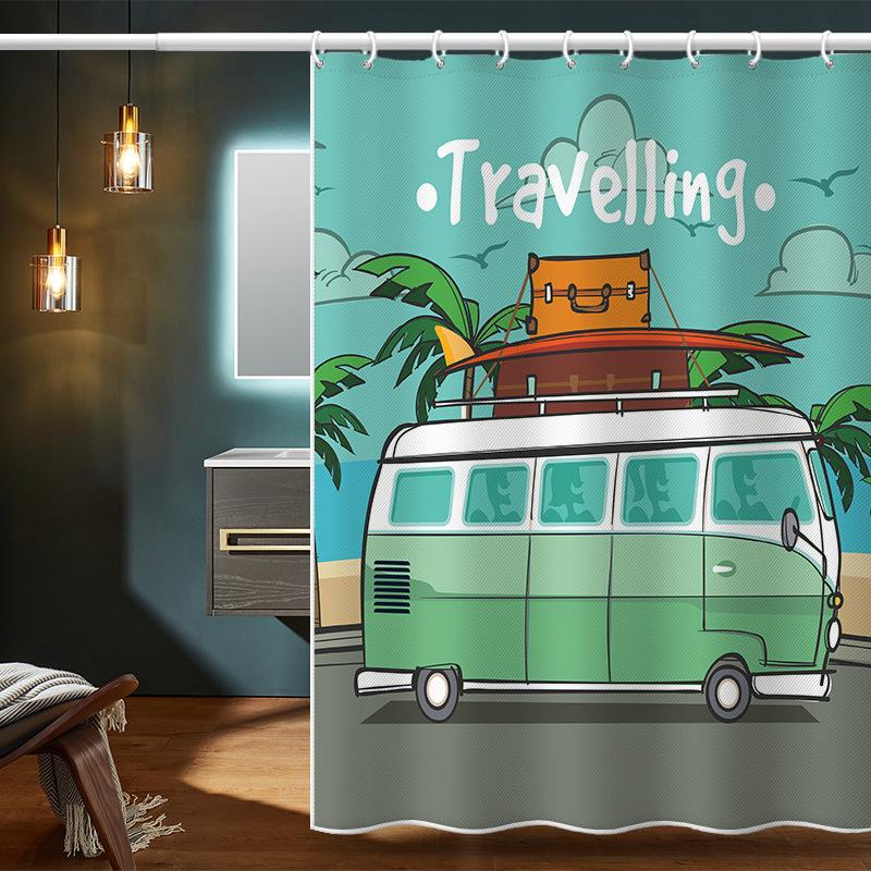 Bathroom Thickened Waterproof Curtain Mildew Proof Shower Curtain Shower Partition Curtain Shower Curtain Bathroom Curtain Free Perforation