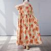 Simple and Fashionable Long Skirt Summer Short Sleeved Round Neck Printed Dress