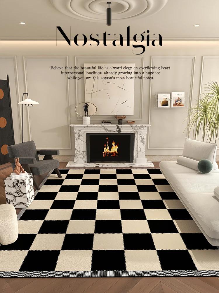 

Nordic Style Rugs for Bedroom Fluffy Soft Living Room Decoration Plush Carpet Modern Minimalist Study Rug Thick Plaid Floor Mat 80x120cm