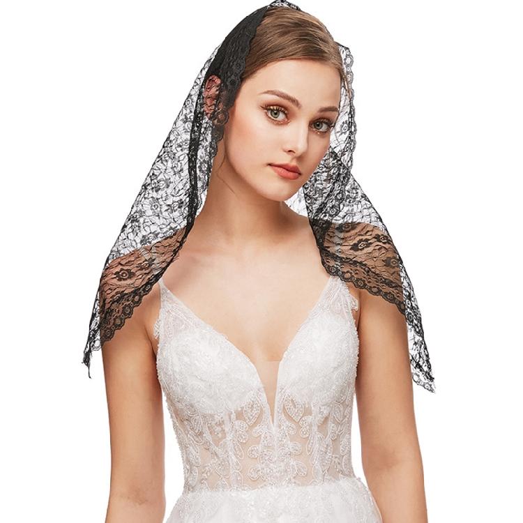 Lace Mantilla Veil Soft & Comfortable Floral Design for Head Covering for Women