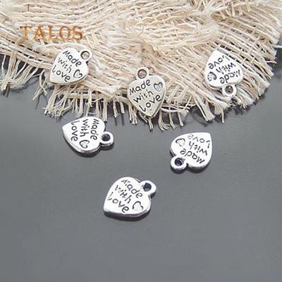 50Pcs Silvery Color/Goldenen Color Metal Handmade Tools with Love Heart Shaped DIY Charms Trinket