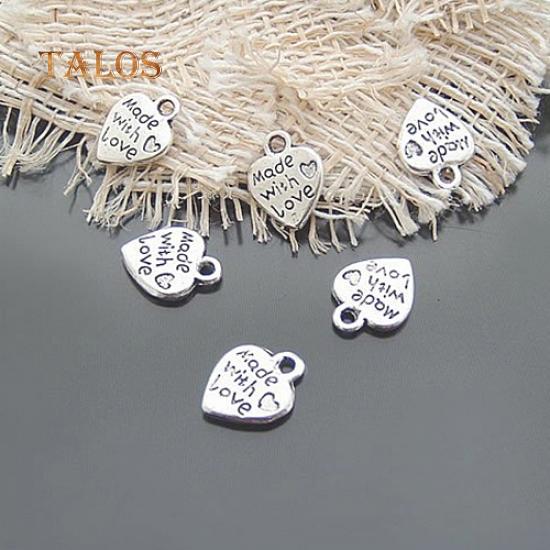 

50шт серебристый цвет / золотой цвет металлические инструменты ручной работы с любовью сердце в форме DIY амулеты безделушка бронзовый