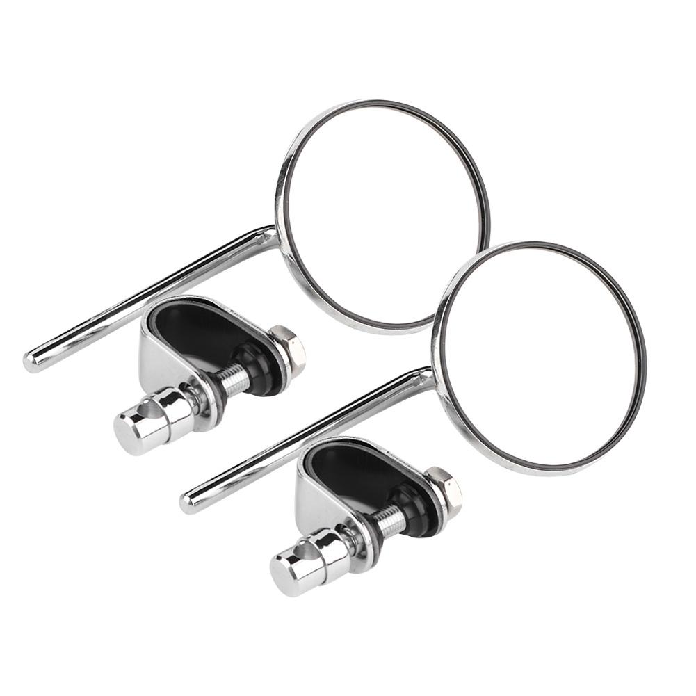 Vintage Round Shape Reflective Modified Rear View Mirror for Motorcycle Motorbike (Silver)