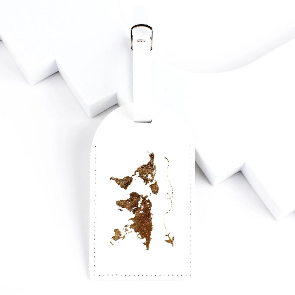 PU Leather Map Pattern Luggage Tags Men Women Baggage Name Tags Suitcase Address Label Holder Travel Tag Travel Accessories