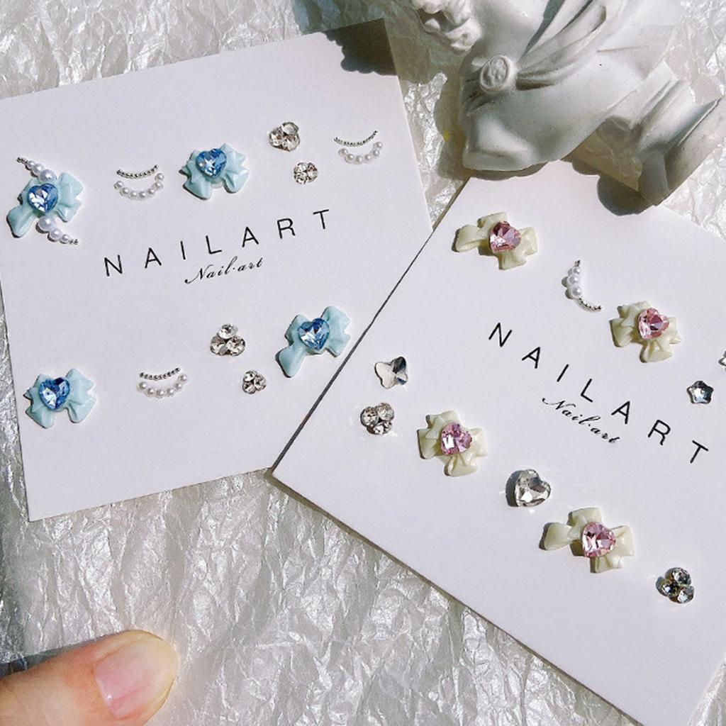3D Nail Charm Resin Bowknot Rhinestone Nail Art Decoration Accessory Charming Nail Charms Supplies for DIY Manicure