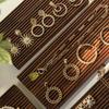 Creative Walnut Earrings Display Holder Retro Luxury Design Solid Wood Jewelry Showcase Stand Live Shooting Props Jewelry Art Display Background Board