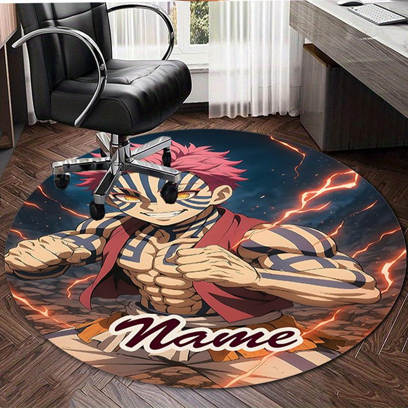 Personalized Demon Slayer Round Chair Office Rug - Perfect for Mat, Office Chair & More - Ideal Gift for Birthdays and Holidays