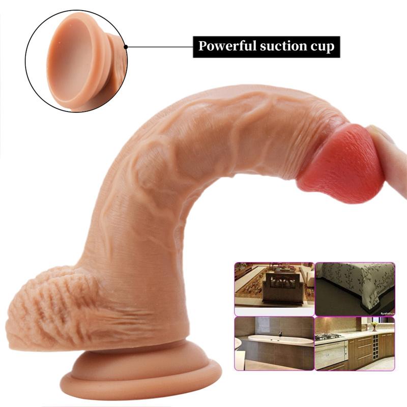 Liquid Silicone Soft Simulation Penis Wearable Pants Suction Cup for Men and Women Manual Dildo Masturbation Sex Tool