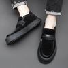 Novos Mocassins de Couro de Designer Outono Moda Masculina Casual Novos Sapatos de Plataforma Britânicos de Designer para Homens Caminhada