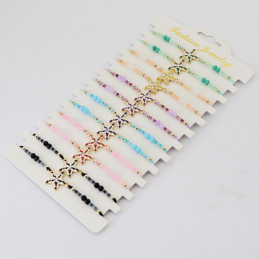 

New 12Pcs/Dozen Women Starfish Bracelet Handmade Weaven Adjustable String Braslet Wholesale Bohemia Leisure Accessoriess Joias