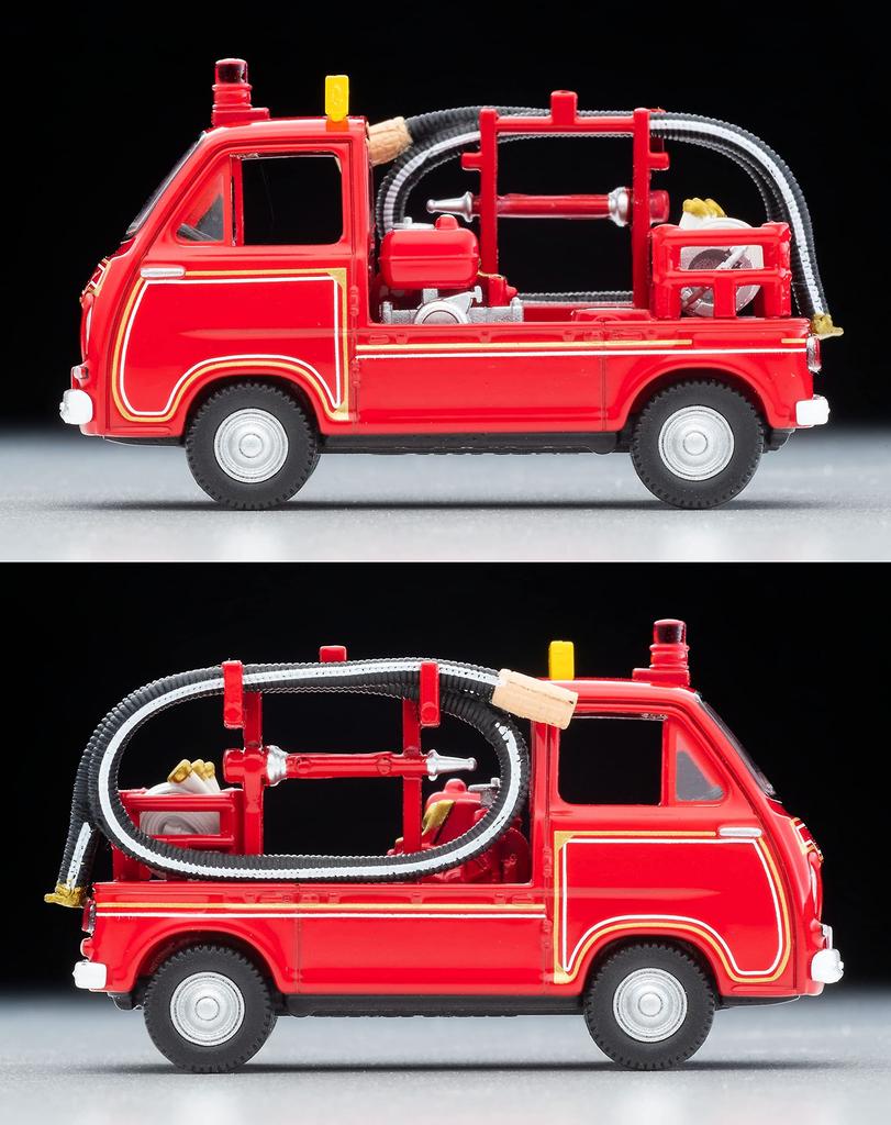 Tomikarama Vintage 164 LV-68c Subaru Sambar Pump Fire Engine Completed Product Diecast Mini Car + ABSPVC DollAccessories Set