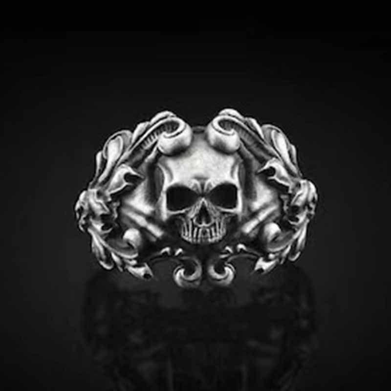 Dropshipping Men's Calvarium Skull Ring Gothic 316L Stainless Steel Biker Ring Motorcycle Band Jewellery Party Gift OSR734