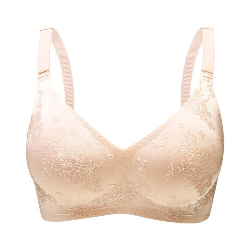 Jacquard jelly glue women s silk seamless thin gathered upper support soft support comfortable steel-free underwear bra S