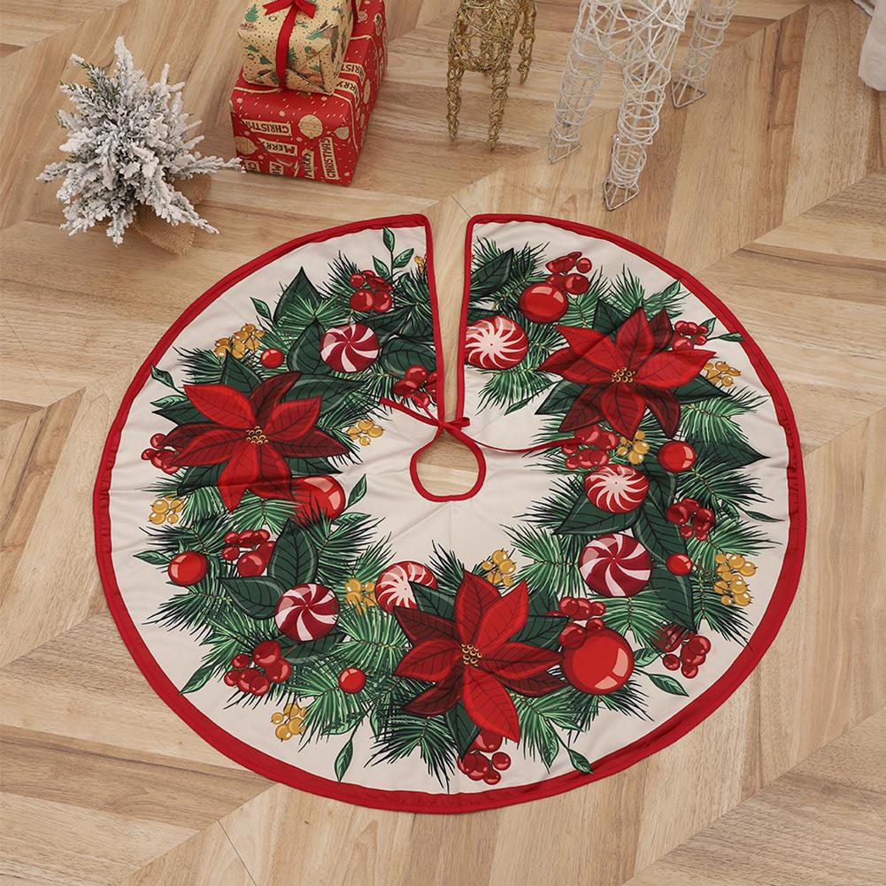Christmas Tree Skirt Snowflake Santa Claus Printed Xmas Tree Bottom Decor Mat Merry Christmas Decoarations Home Party Ornaments