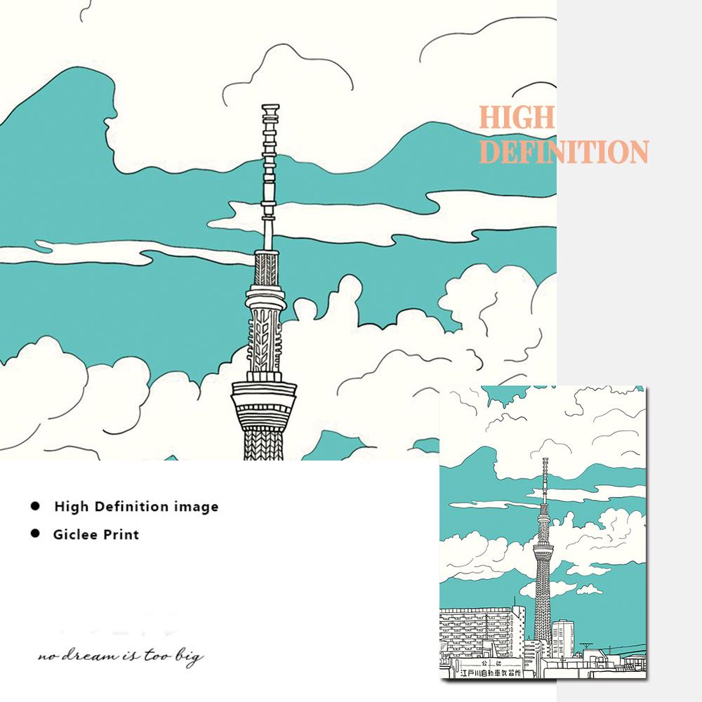 Home Decor Prints Wall Art Japanese Seafood Platter Canvas Painting Tokyo Fuji Canvas Poster Bamboo Temple Daibutsu Pictures