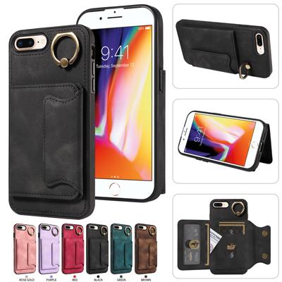 Ring Bracket Card Holder Slots Cover Phone Case for iPhone 7,iPhone 8,iPhone 7 Plus,iPhone 8 Plus,iPhone SE 2020,iPhone SE 2022