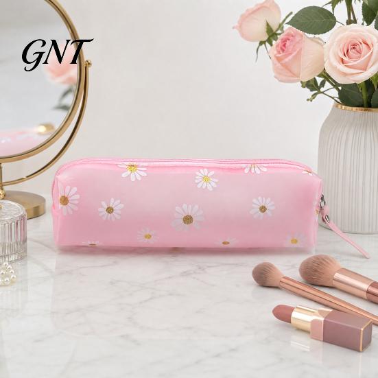 Long Compartment Pencil Case Flower Case Large Capacity PVC Pen Pouch for School Supplies Waterproof Stationery Bag Students Organizer Stain-resistant