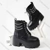 Comemore Punk Goth Women Motorcycle Short Boots Platform High Heels Shoes Woman 2025 New Black Leather Botas Feminina