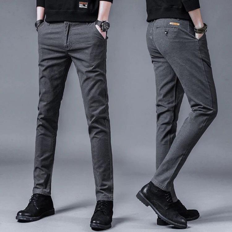Men's Fashionable Autumn Casual Korean Elastic Pants Trendy Straight Leg Versatile Brushed