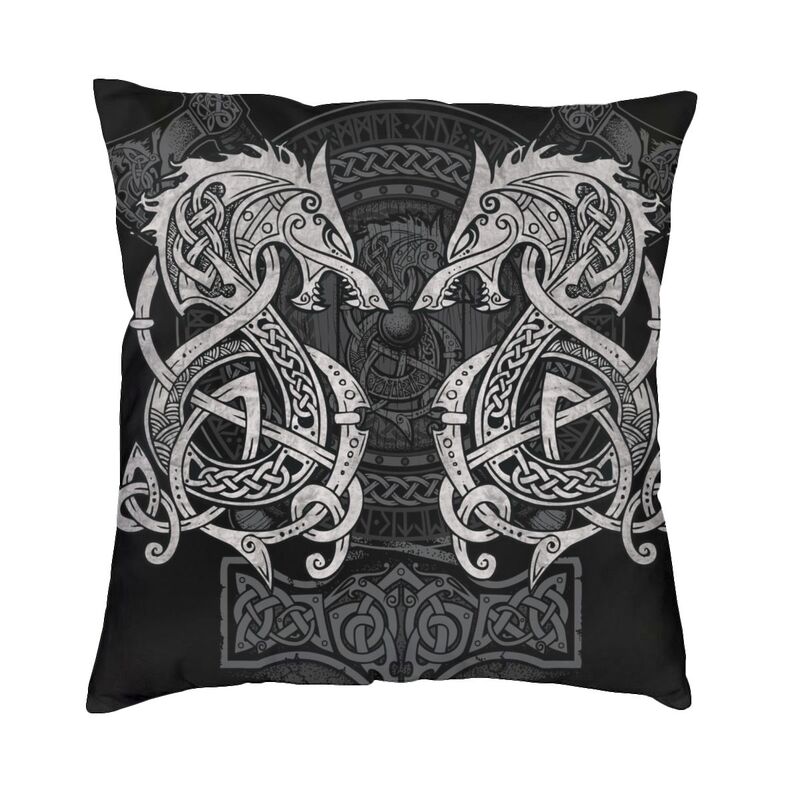 Viking Valhalla Fenrir Modern Pillow Cover Decoracion Salon The Nordic Monster Wolf Odin Cushions For Sofa