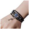 1Pcs Multilayer Vintage Demon Eye Lucky Bangle Punk Jewelry Turkish Blue Evil Eye Flower Leather Rope Bracelets For Women Men