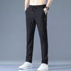 Pantaloni Casual Sottili in Seta Ghiacciata da Uomo - Vestibilità Slim, Stile Coreano, Leggeri, Pantaloni Sportivi Dritti Larghi per Primavera, Estate e Autunno.