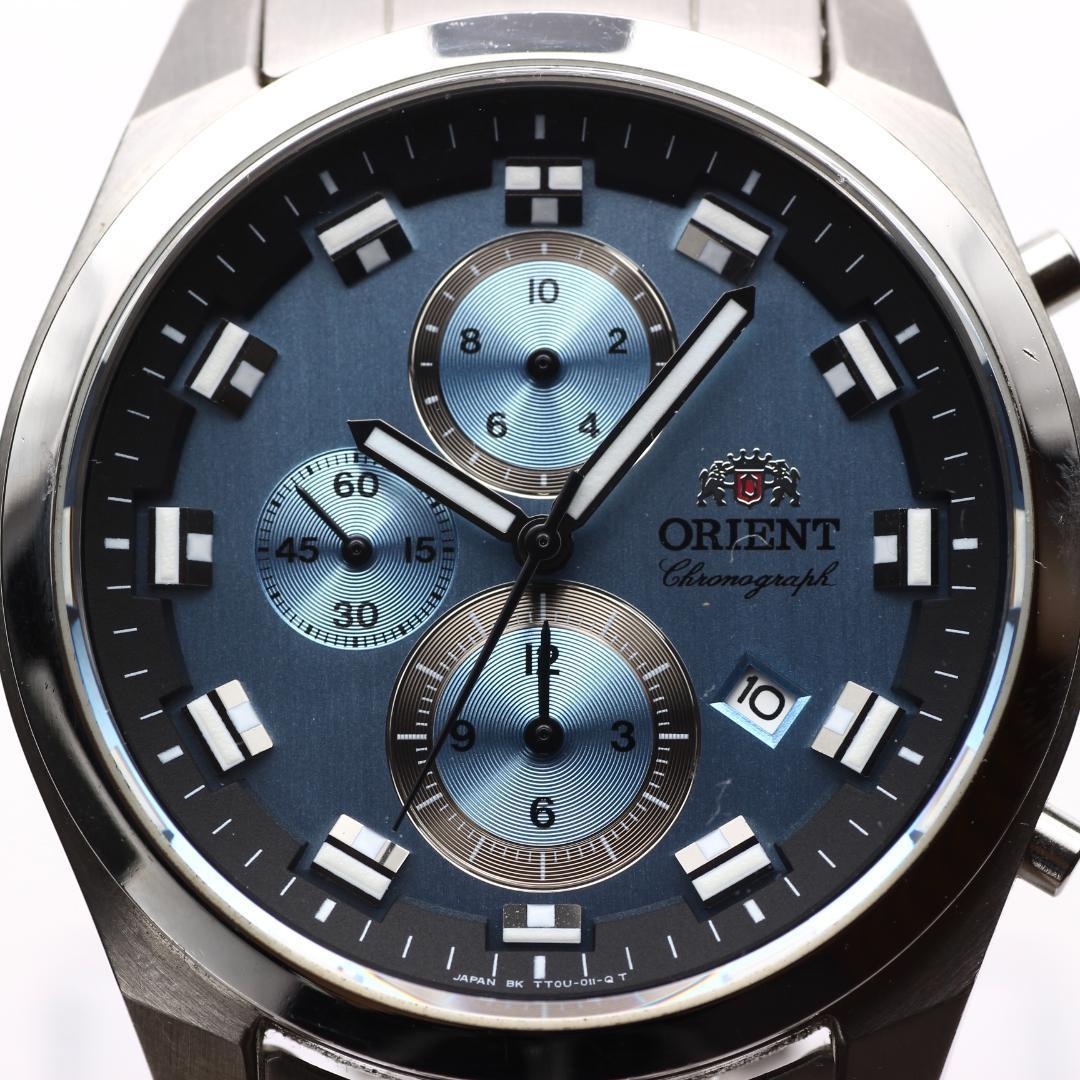 Used Good Condition ORIENT Chronograph Ice Blue Dial Men s Watch Out of Print Rare